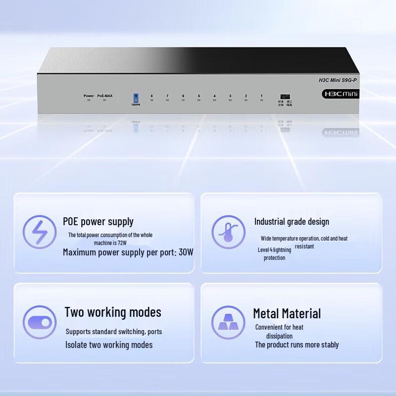 H3C S9G-P 9-Port Gigabit PoE Unmanaged Switch