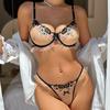 Lingerie sexy da donna: Set reggiseno in pizzo ricamato leggero – traspirante, progettato per far apparire un seno abbondante più piccolo con un effetto push-up