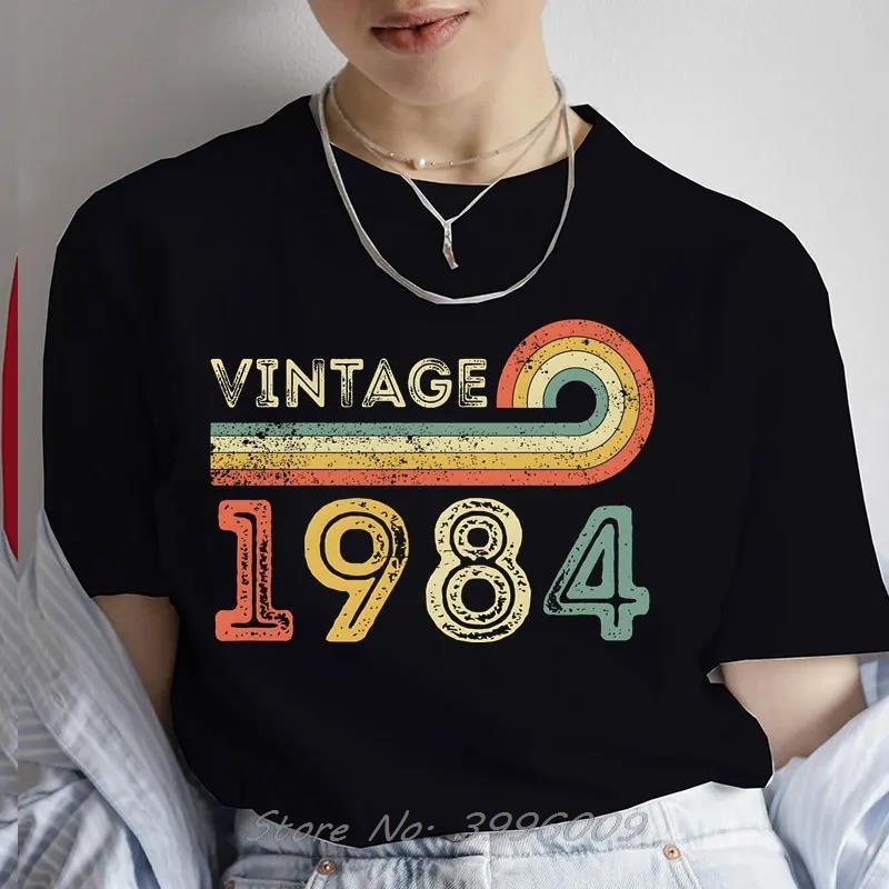 Vintage 1984 Birthday Born In 1984 Classic T-Shirt Summer Women Tops Tees Oversized Tshirt Unisex Cotton Casual T Shirt