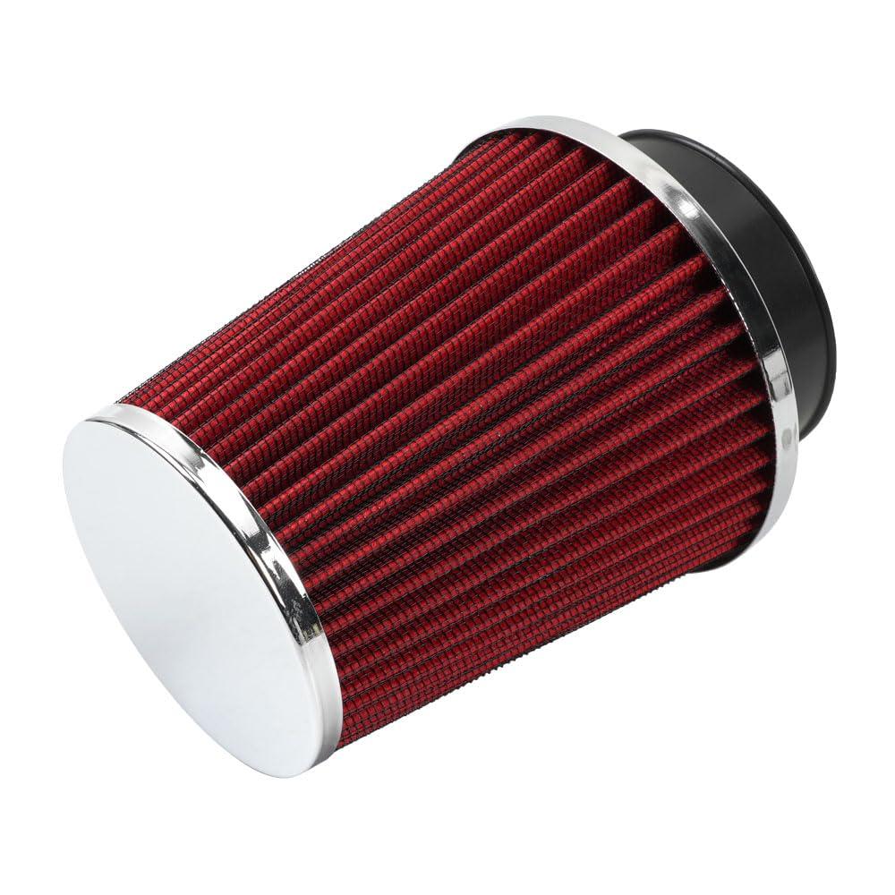 

MUTEKI Универсальный автомобильный воздушный фильтр 76 мм Воздушный фильтр Грибкового типа Фильтр воздухозаборника Регулируемый Сменный фильтр (красный) красный