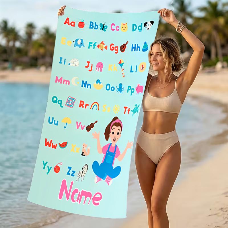Customizable personalized beach towels Ms. Rachel themed designs.Suitable for the beach, yoga, sports;ideal as beach accessories