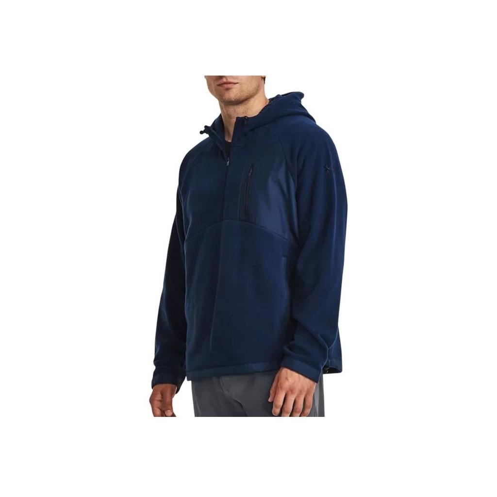 Under Armour Solid Color Hooded Fleece Pullover Sweatshirt Men Sweatshirt Navy 1378981-408