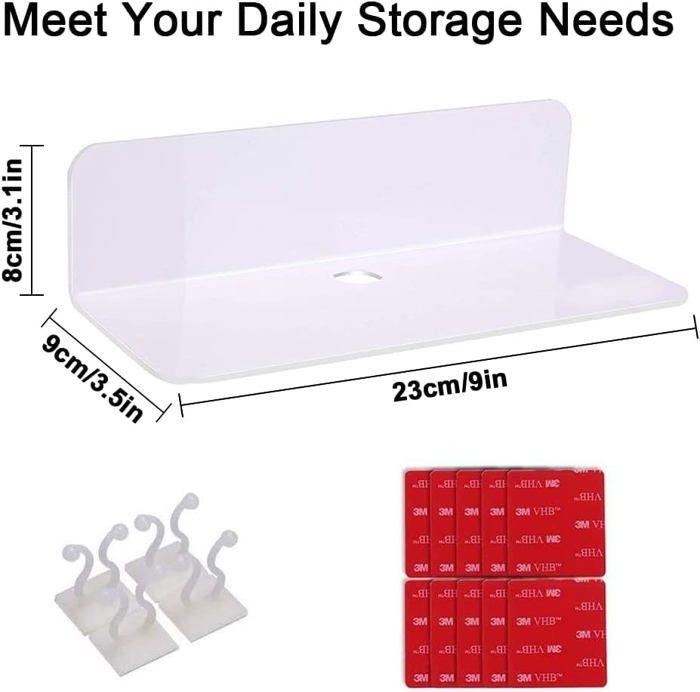 Etagère murale - dantolo - acrylique - design contemporain - installation sans perçage - 22x9.3x6 cm