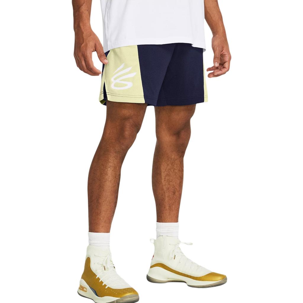 Under Armour Curry Splash Shorts Letter Splicing Elastic Straight Casual Shorts Men Shorts Navy-Blue 1380327-410