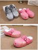 Johnature Hand Drawn Genuine Leather Thick Soled Shoes Fashion Round Toe Height Increasing Slippers