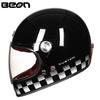 BEON B510 Carbon Fiber Retro Full Face Motorcycle Helmet for Men & Women - All-Season Racing Helmet