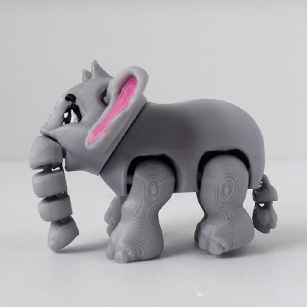 Cute Grey Elephant 3D Printed Toys Joints Movable Simulation Zoo Elephant Toy Model Home Decoration Children's Souvenir Gift