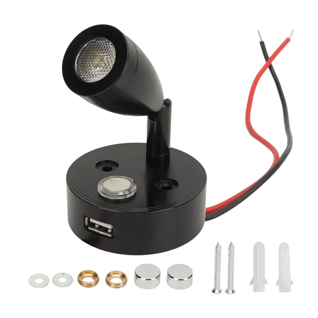DC 10‑30V RV Reading Lamp Touch Control Adjustable Brightness Interior Bedside Book Lamps LED Spotlight for Boats Truck