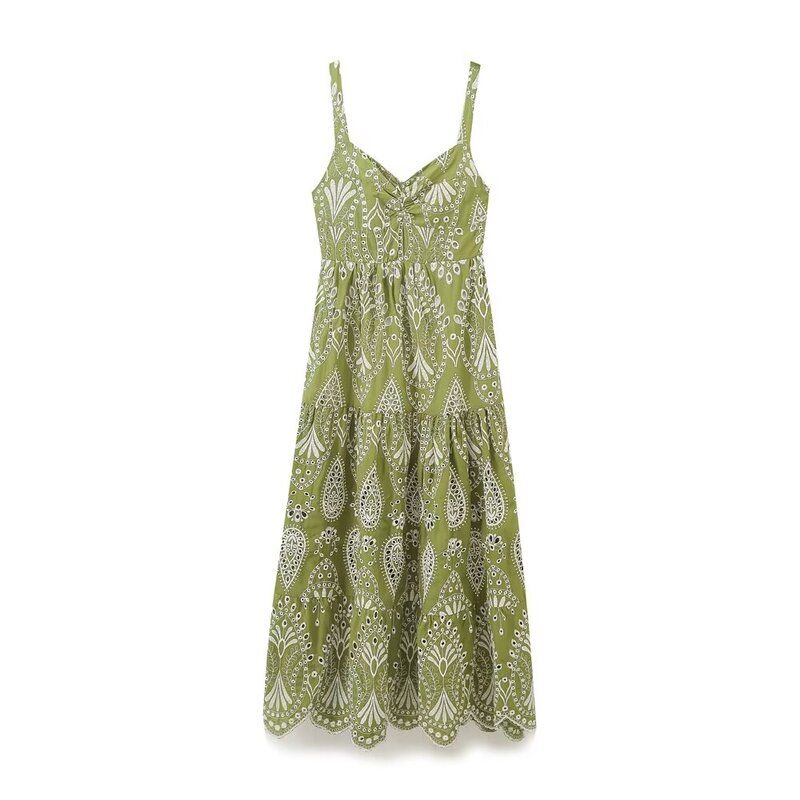 Fashion Style 2024 Summer New Arrival Women's Clothing Hollow-out Camisole Embroider Midi Skirt Mid Length Long Length Dress 3229472