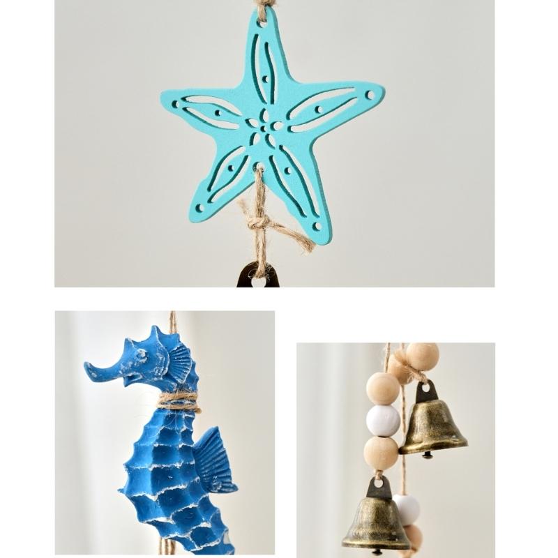 Turtles/Seahorses/Starfishs Wind Chimes Garden Decors Hanging Ornament Windchime for Mediterraneans Themed Home Decors