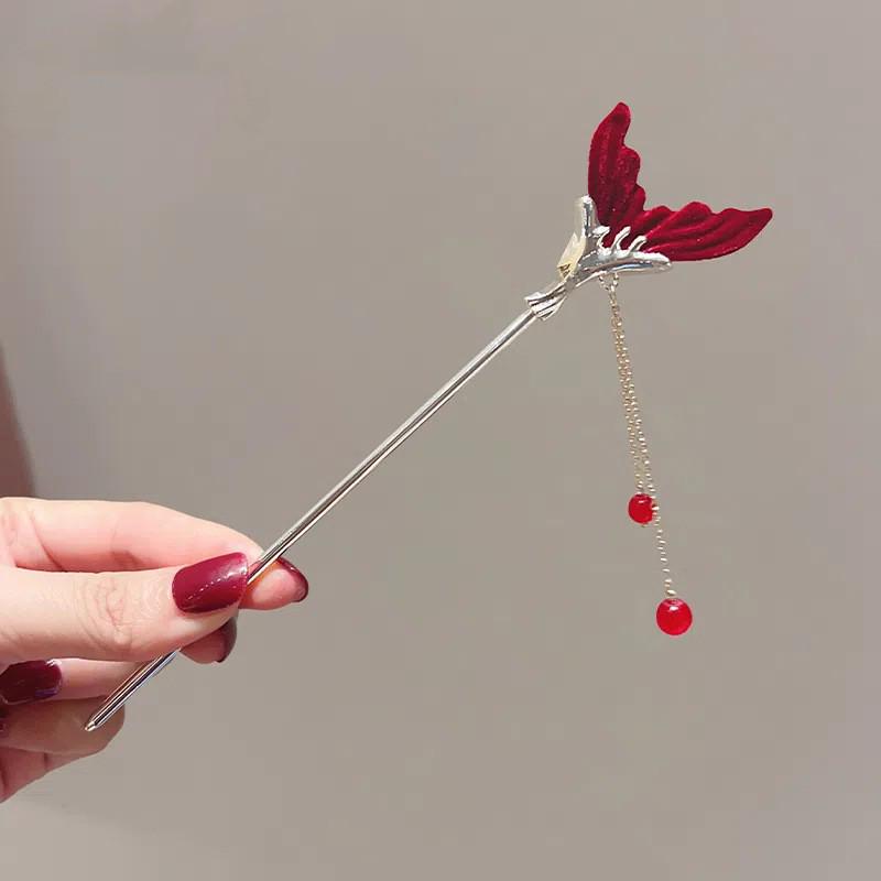 Four Seasons Chinese Tassel Hairpin: Ancient Style Hanfu with Fresh Pearl and Jiangnan Classical Cheongsam Hair Accessory