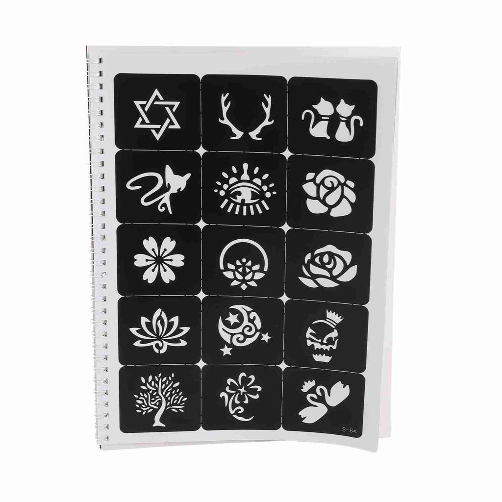 Temporary Tattoos Stencils 204 Patterns Water Resistant Reusable Hollow Out Body Art Stencil for Cosplay