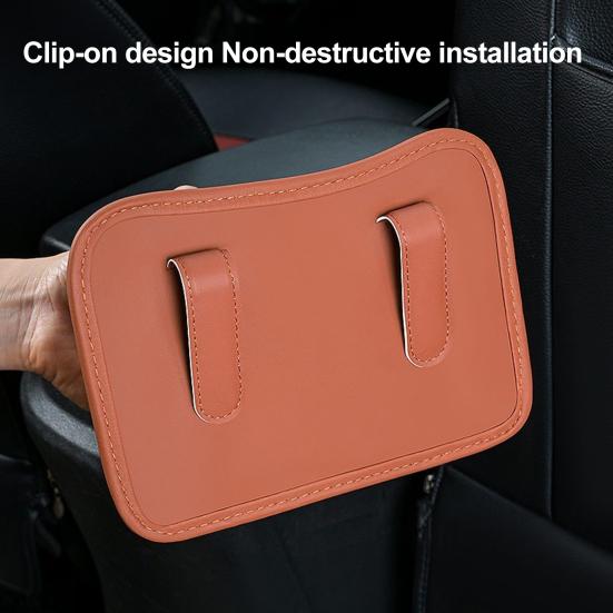 Car Seat Back-Mounted Organizer Storage Box, Non-Destructive Installation Waterproof Leather Texture Multi-Functional Trash Can Door Side Storage for