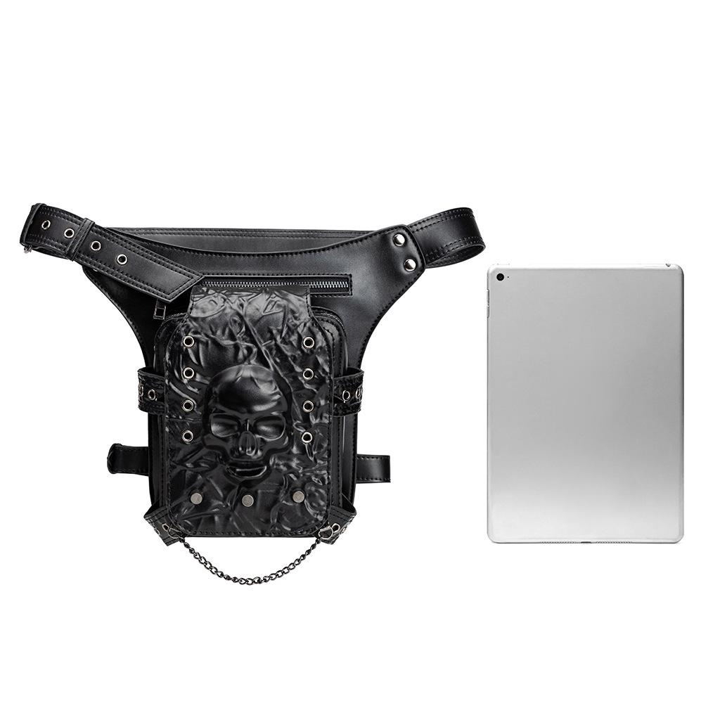 Dark Gothic Skull Head Embossed Men'S Fanny Bag Niche Chain Bag Crossbody Shoulder Bag
