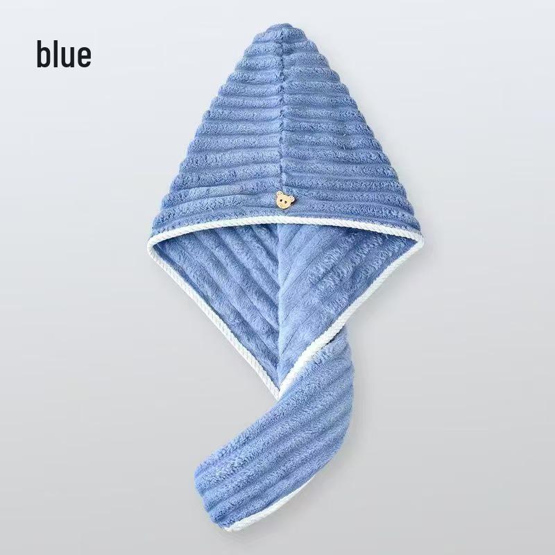 Cappello Asciugacapelli in Pile di Corallo ad Asciugatura Rapida - Cuffia da Doccia Super Assorbente a Strisce Colorate