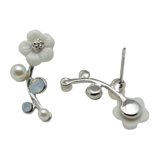 1 Pair Women Flower Faux Pearl Rhinestone Earrings Ear Studs Jewelry Gift for Party