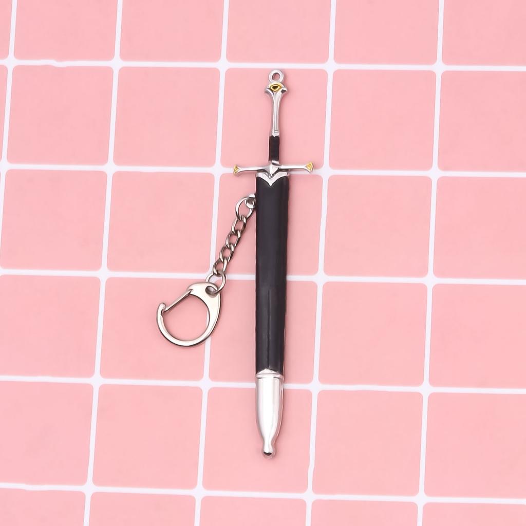 12CM Metal Glamdring Aragorn Narthil Sword Elves Anduril Middle Earth Weapon Katana Samurai Sword Keychain Ornaments Gifts Toys