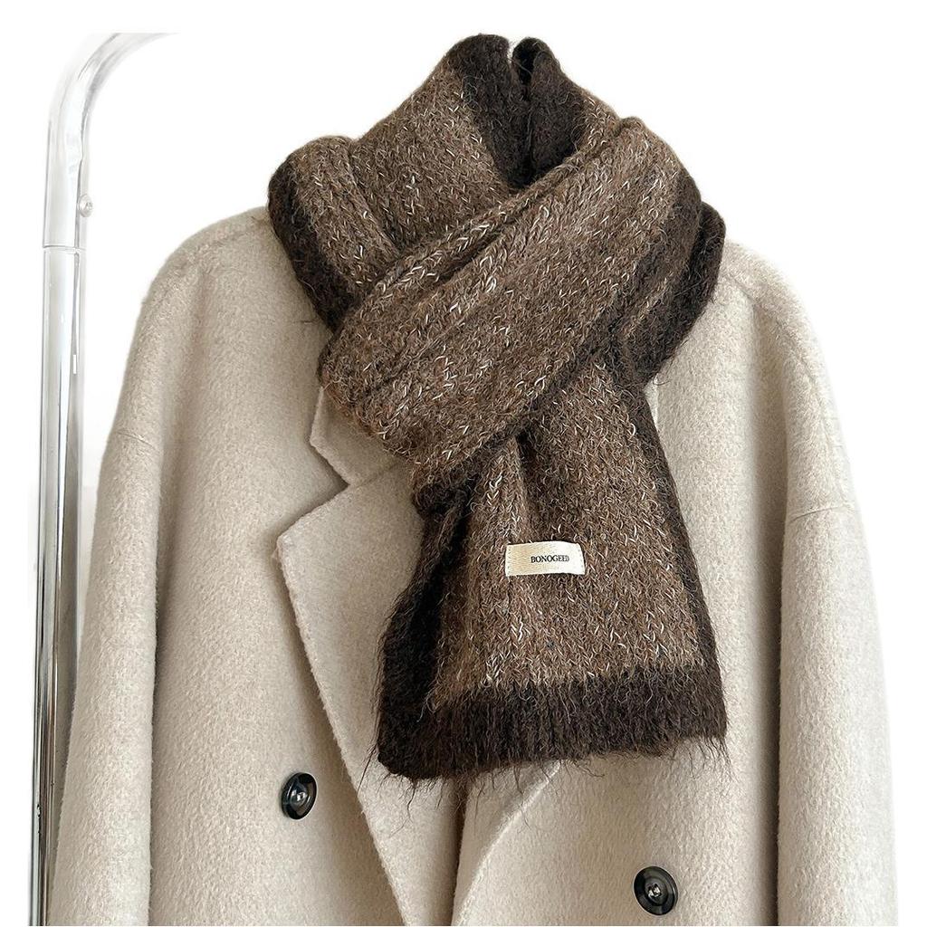 Women's High-End Blue Wool Scarf: Versatile Winter Fashion, Warm Snood, Korean Style Trend