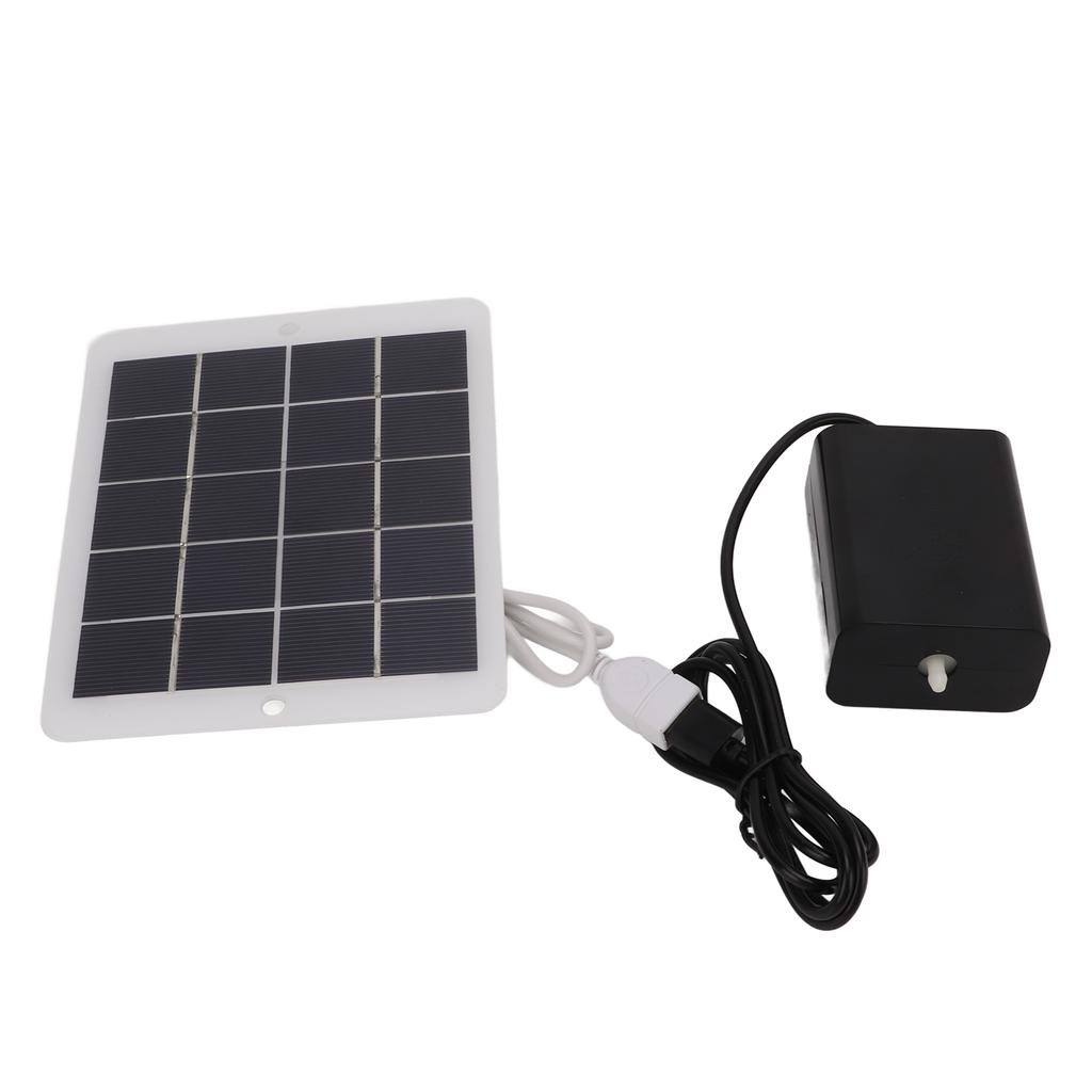 Solar Oxygen Pump Output Interface 3W5V Portable Solar Oxygen Aerator for Traveling Camping Cycling