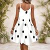 Women Plus Size White Floral Printed V Neck Sleeveless Spaghetti Strap Gathered Waist Dress