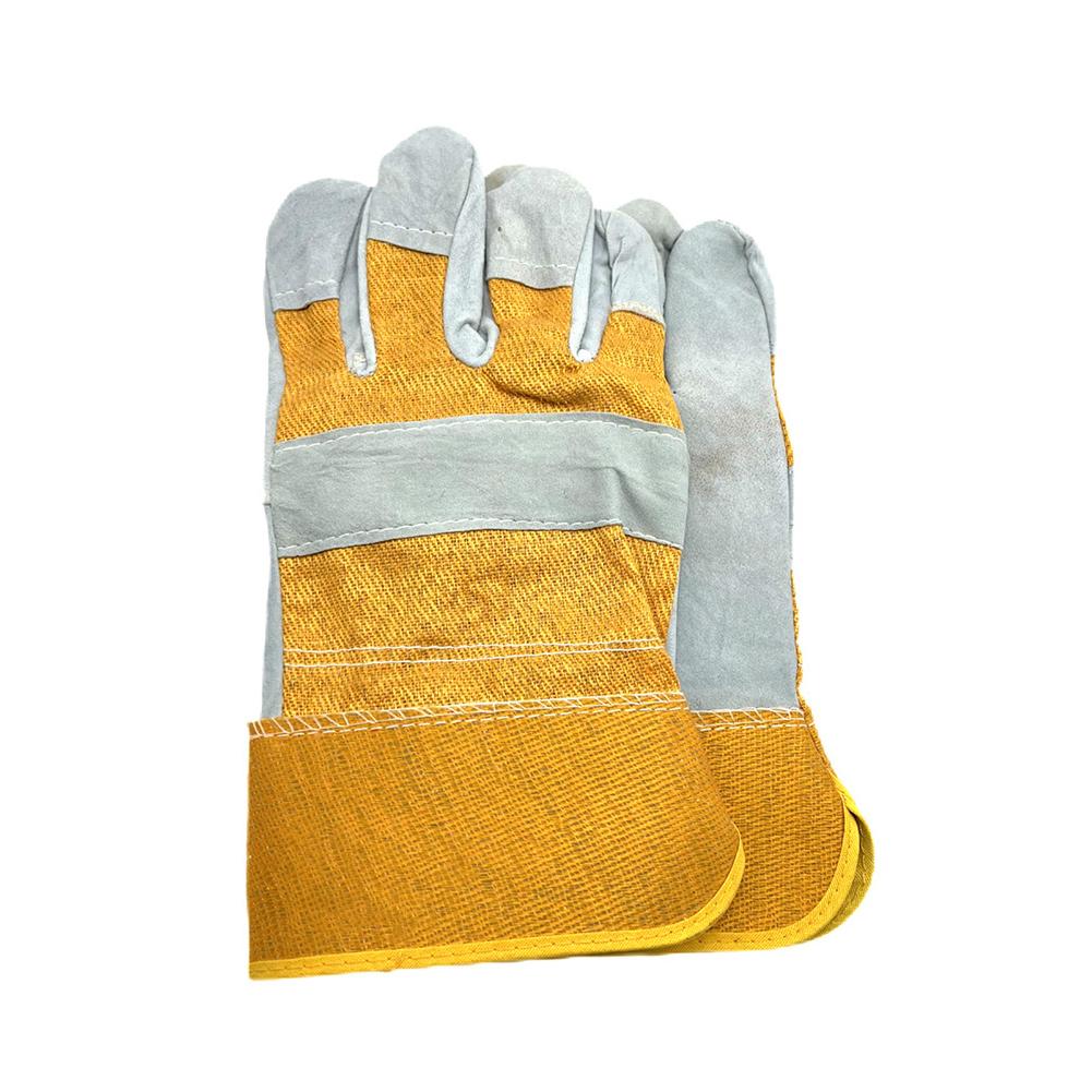 1Pair Safety Work Gloves Builder Leather Gloves Gardening Gloves Light-Duty Mechanic Welding Gloves Cowhide Leather for Men Women