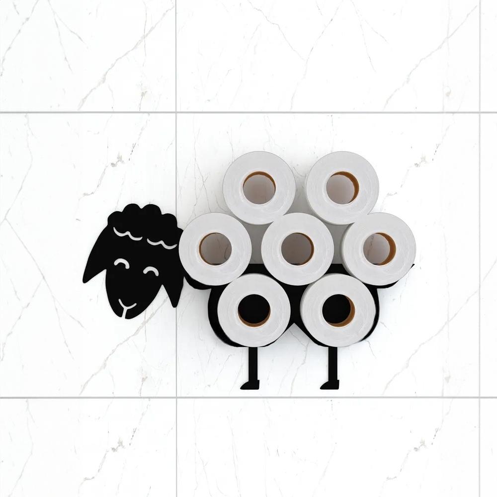 Holder stand hanger shelf for toilet paper rolls sheep lamb bathroom