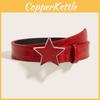 Style Punk Pu Leather Belt With Star Decor And Snap Fastener For Teens Adults