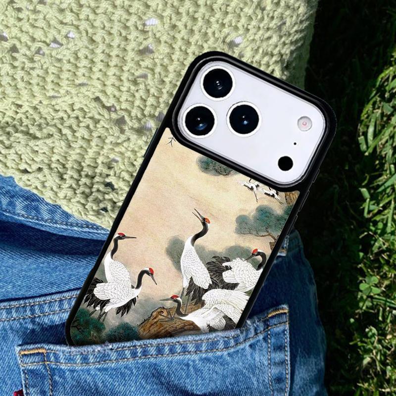 Red-crowned Crane Bird Soft Phone Case For iPhone 17 AIR 16 Pro Max 15 14 Pro 11 12 13 Shockproof Silicone Cover