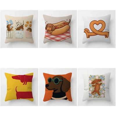 Sausage Dog Dachshund Cute Cushion Cover Pillowcase Upholstery Sofa Throw Pillow Home Decor Pillowcas
