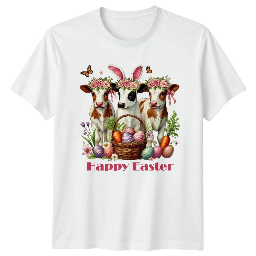Happy Easter TShirt Calves Bunny Ears Farm Animal Easter Gift For Him And Her S
