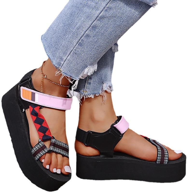 Summer Thick-soled Sponge Cake and Velcro Women's Sandals Beach Shoes