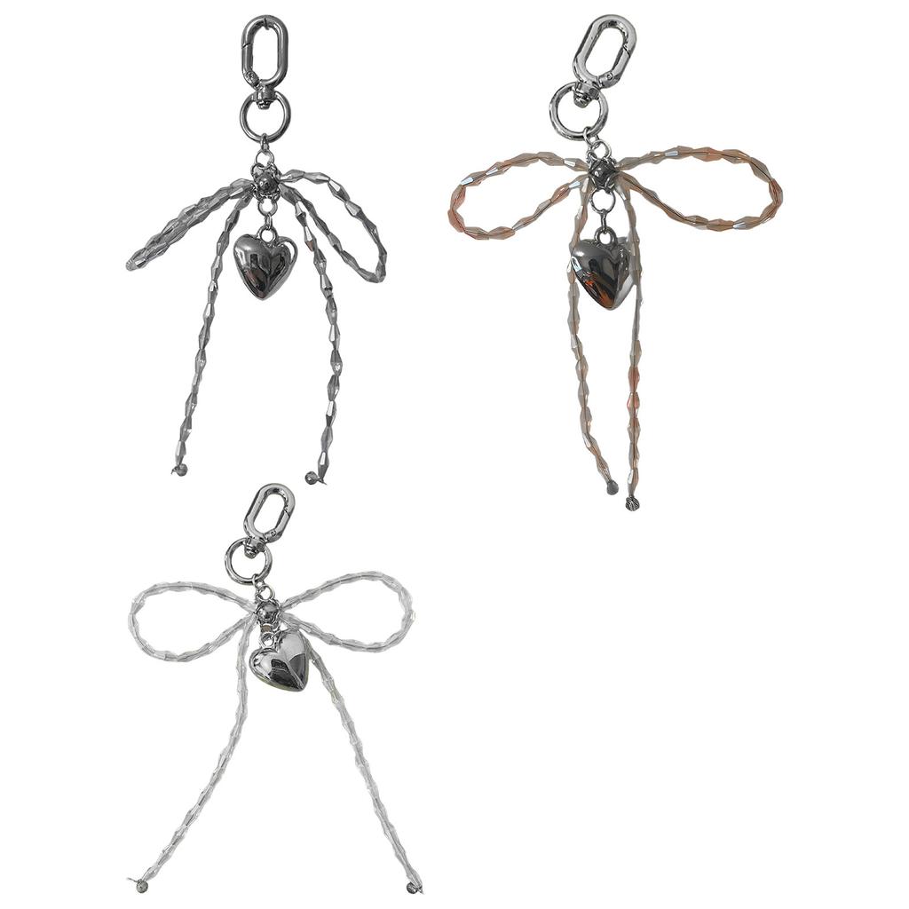 Stylish Heart And Bows Jewelry Alloy Keyring Fashion Keychain Bag Pendant Adds Charm To Outfits For Women