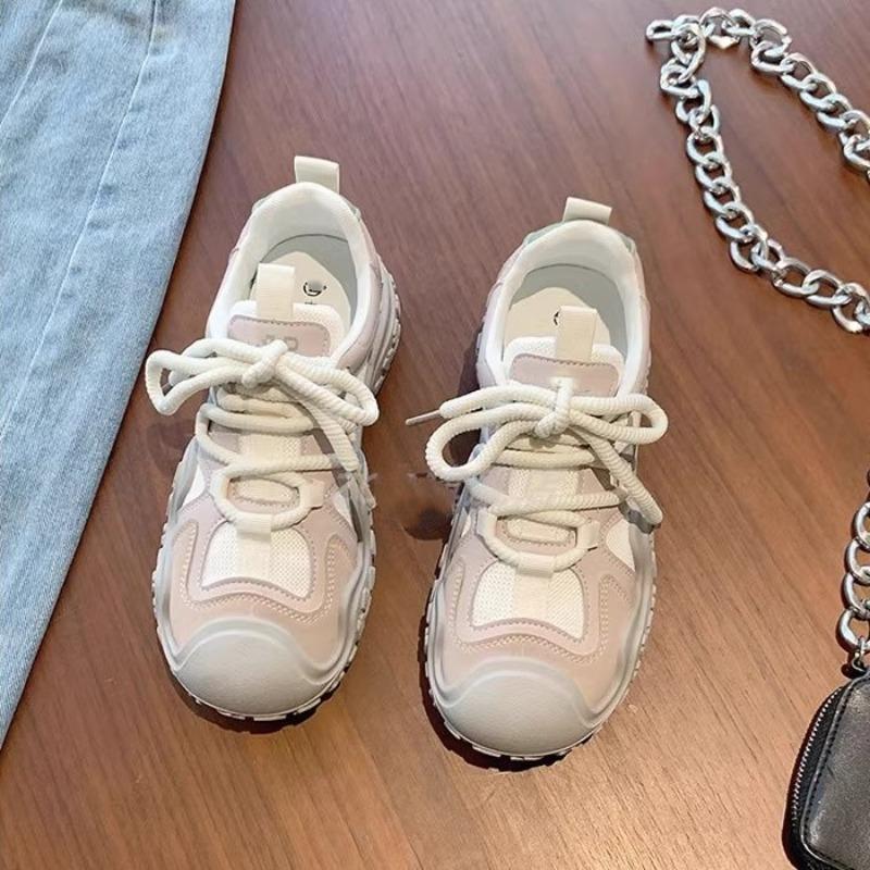 Thick-soled Heightening Dad Shoes Women's New Spring and Autumn Mesh Breathable Lightweight Soft-soled Casual Sports Shoes