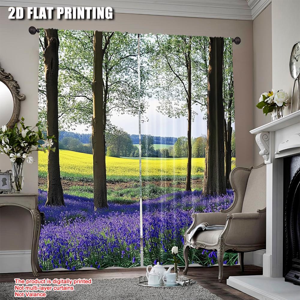 

2Pcs Woodland Curtain Bluebells In Wepham Woods Wildflower Spring Rural Environment Suitable For Bedroom Bathroom Living Room 52.50 × 116.00 cm 2 pcs