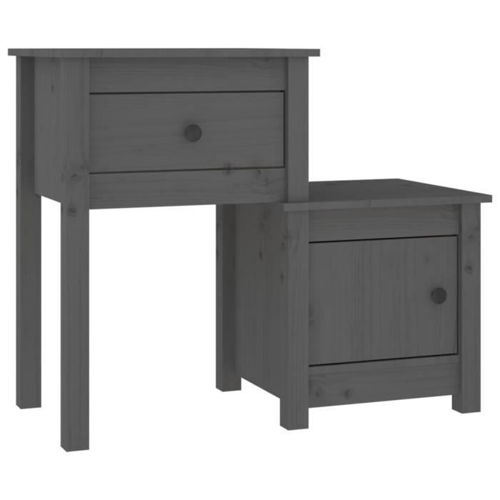 VidaXL Bedside Tables 2 Pcs Grey 79.5x38x65.5 Cm Solid Pine Wood 814544