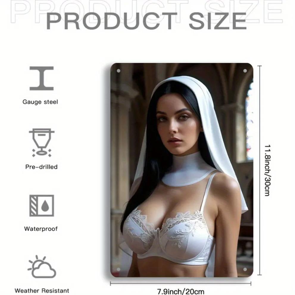 Artă Metalică de Perete Biserică Vis 8x12" - Decor Religios Elegant pentru Casă, Agățătoare de Perete cu Voal de Dantelă pentru Călugăriță