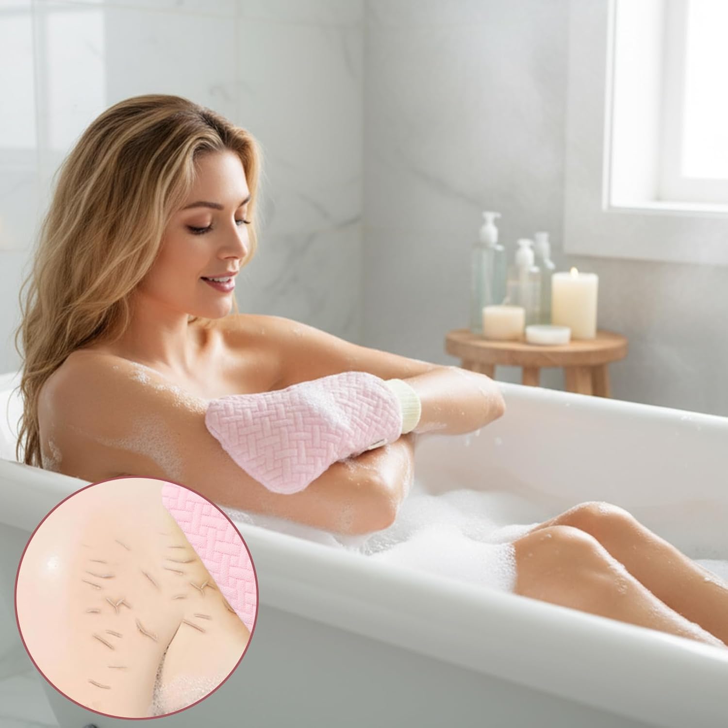 2 Pack Exfoliating Glove, Skincare Exfoliating Mitt Exfoliator Gloves Body Scrubber Exfoliator for Dead Skin Reusable Body Glove for Smooth Skin