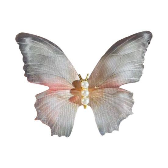 1 Pair Women Hairpin Gauze Butterflies Decor Hair Clips Retro Style Non-slip Durable Hairpin Hair Accessories