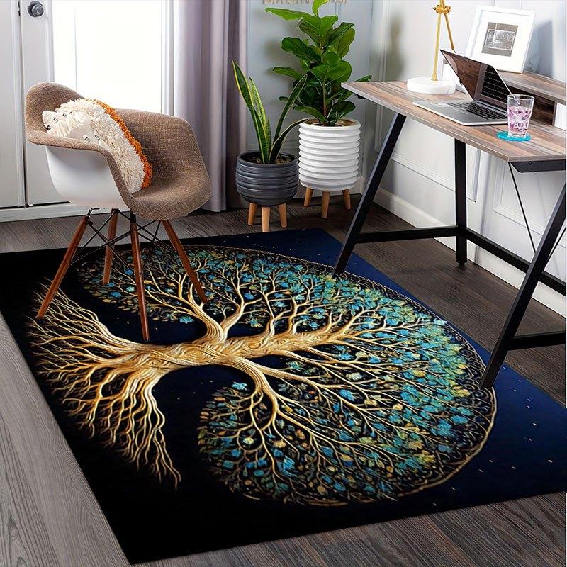 """Goldener Baum des Lebens Wandkunst Dekor" Büromatte Perfekt für Heimdekoration Schreibtischstuhl Teppiche Stuhlteppich für Büro Polyester Stuhlmatte Geschenk"""