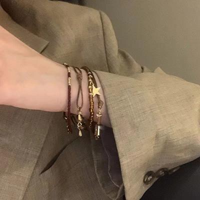 4Pcs Vintage Hand Woven Beaded Bracelet For Women Girls Creative Ethnic Style Stacked Bracelet Set Jewelry Accessories Gifts