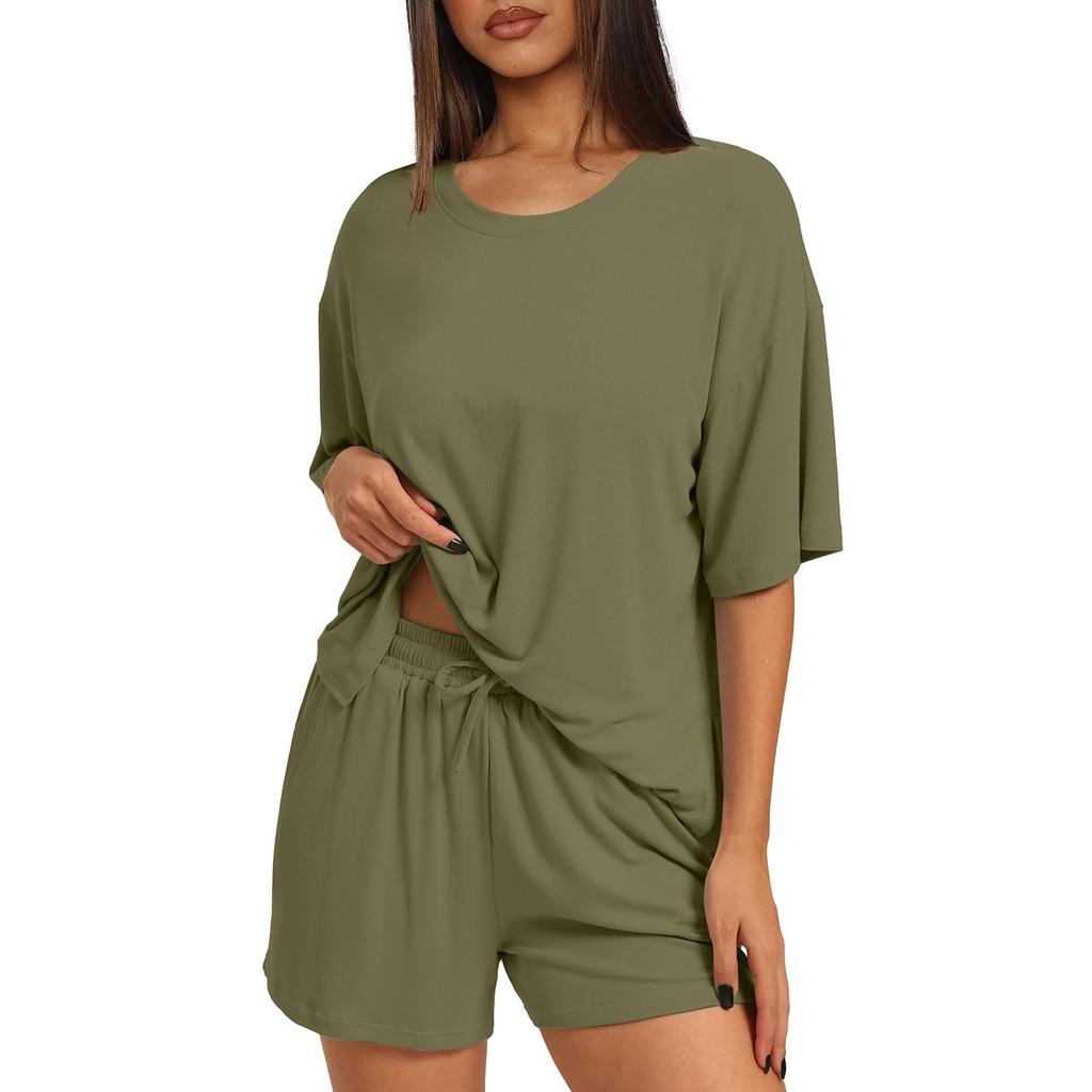 Women's Loose And Fashionable  Casual Short Sleeved Shorts Two-piece Set