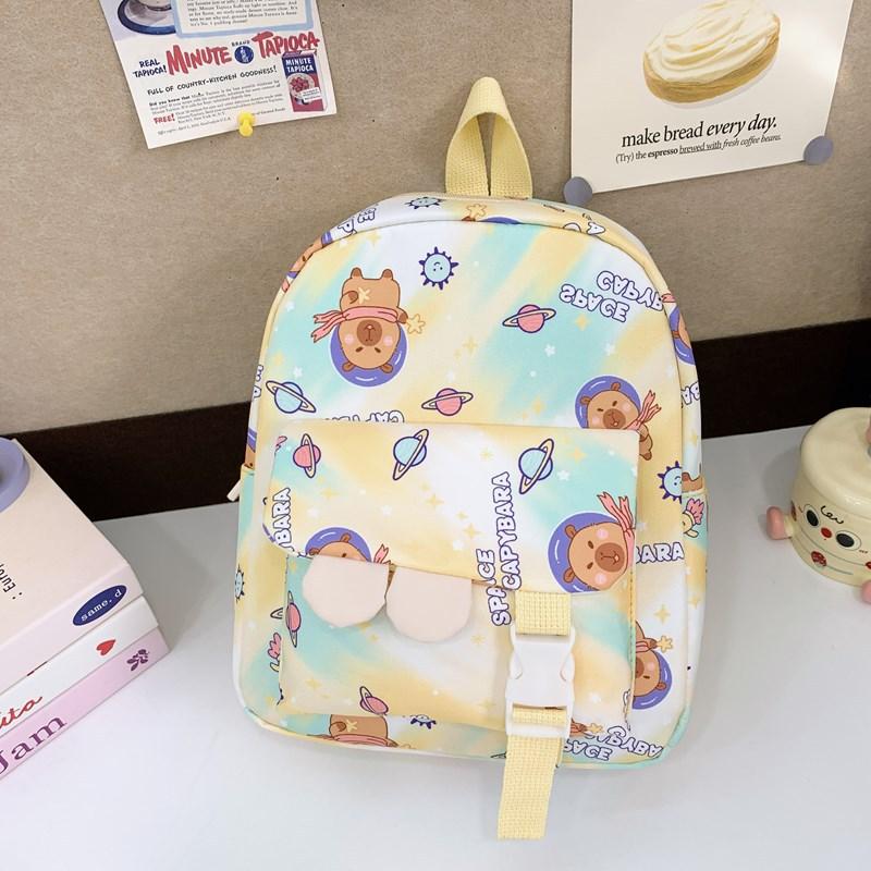 Kindergarten Primary School Students Schoolbag Cute Fun Kapibara Printed Boys And Girls Backpack Children'S Backpack