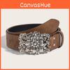 Flower Belt Print Pattern Hollow Metal Buckle Fashion Accessories Clothing