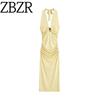 Zbzr Autumn New Women Clothes Western Style Fashion Hanging Neck Sleeveless Temperament Dress 1026148-