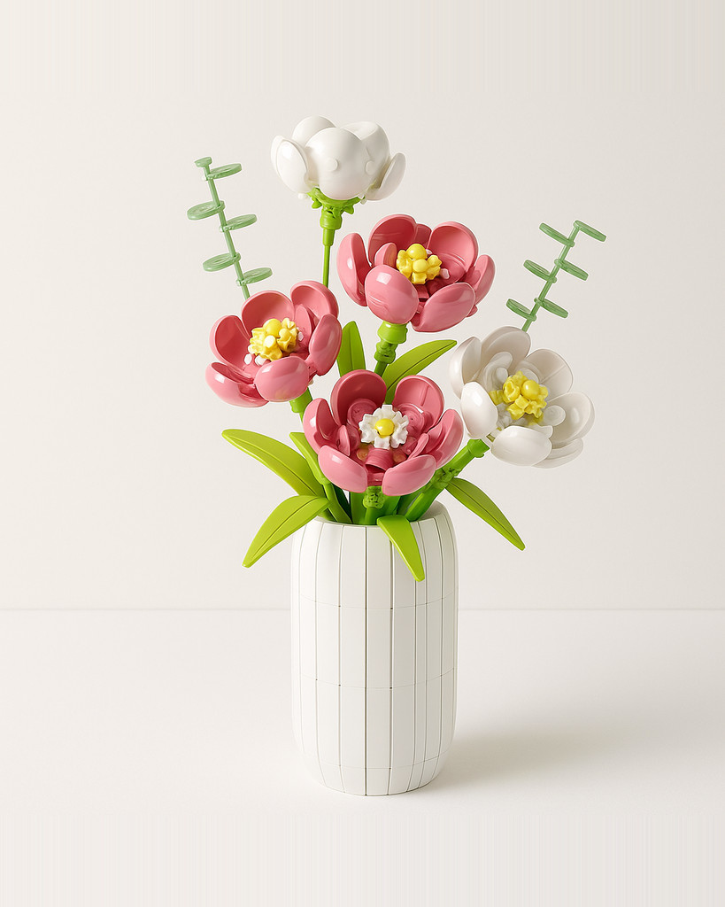 MOULD KING 10059 Blumenstrauß Baustein Die chinesische Pfingstrose mit Vase Modell Montage Dekoration Spielzeug Kinder Weihnachtsgeschenk