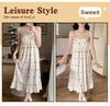 Women's 2026 Summer Cloud Cotton Camisole Nightgown with Built-in Bra, Princess Style Long Dress Lapel