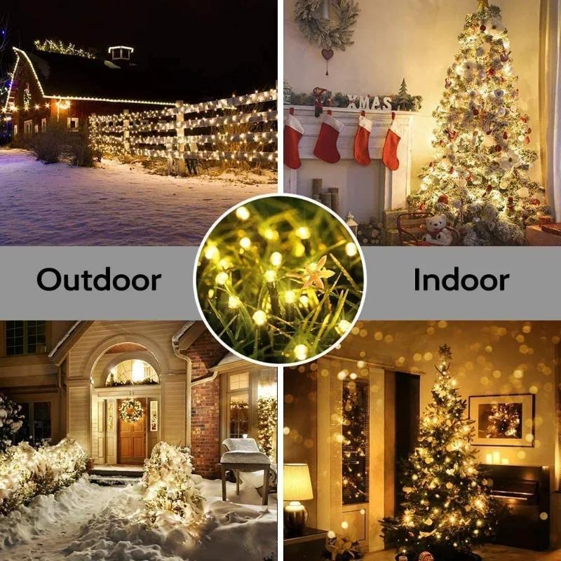 Solar String Lights Outdoor 20/50/100 LED Solar Waterproof Lights with 8 Lighting Mode Solar Garland Lights for Tree Party Decor