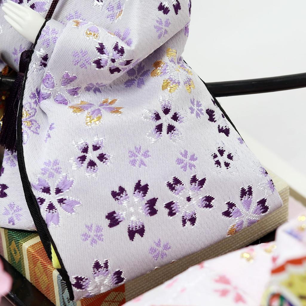 Hina Doll Hina Doll Prince Case Decoration Hexagonal Case Decoration White Painted Panoramic Glass Case Cherry Blossom Back with LED Width 56 X Depth