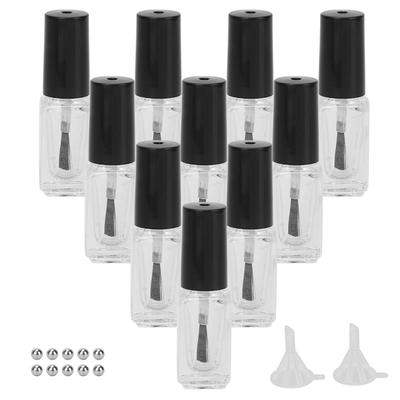 10pz 5ml Flaconi di Vetro Vuoti per Smalto Accessorio con Tappo a Pennello Imbuto Sfere per Miscelazione