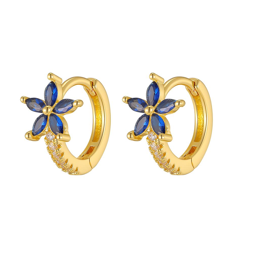 Vnox Sweet Exquisite Crystal Zirconia Flower Earrings For Women, Gold Color Elegant Zirconia Earrings, Wedding Jewelry Gift